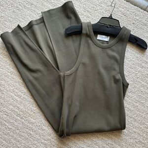 Soldout NYC Long Not So Basic midi tank dress Olive Green Med NWT